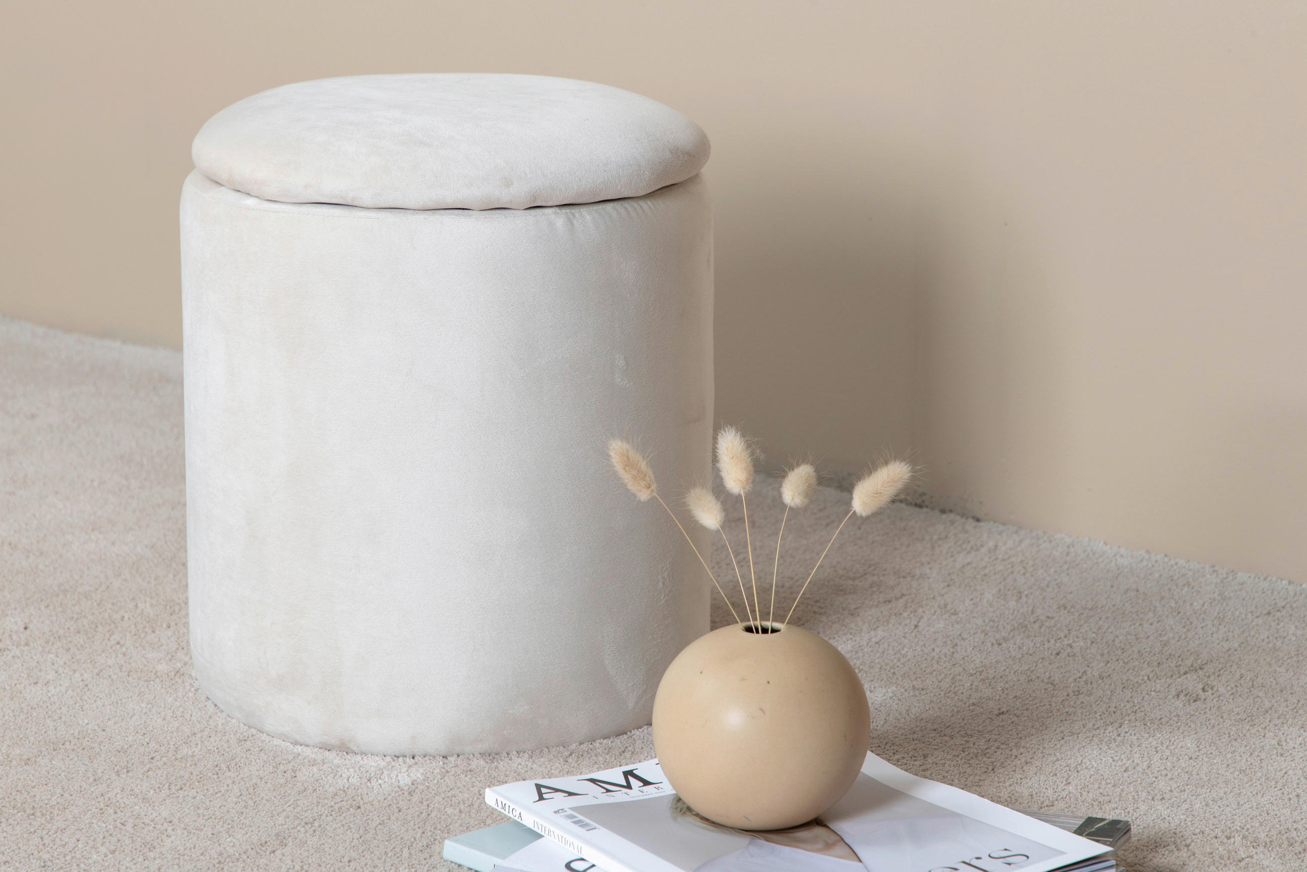SITTPUFF i  - cremefärgad, Design, textil (32/40/32cm) - Livetastic