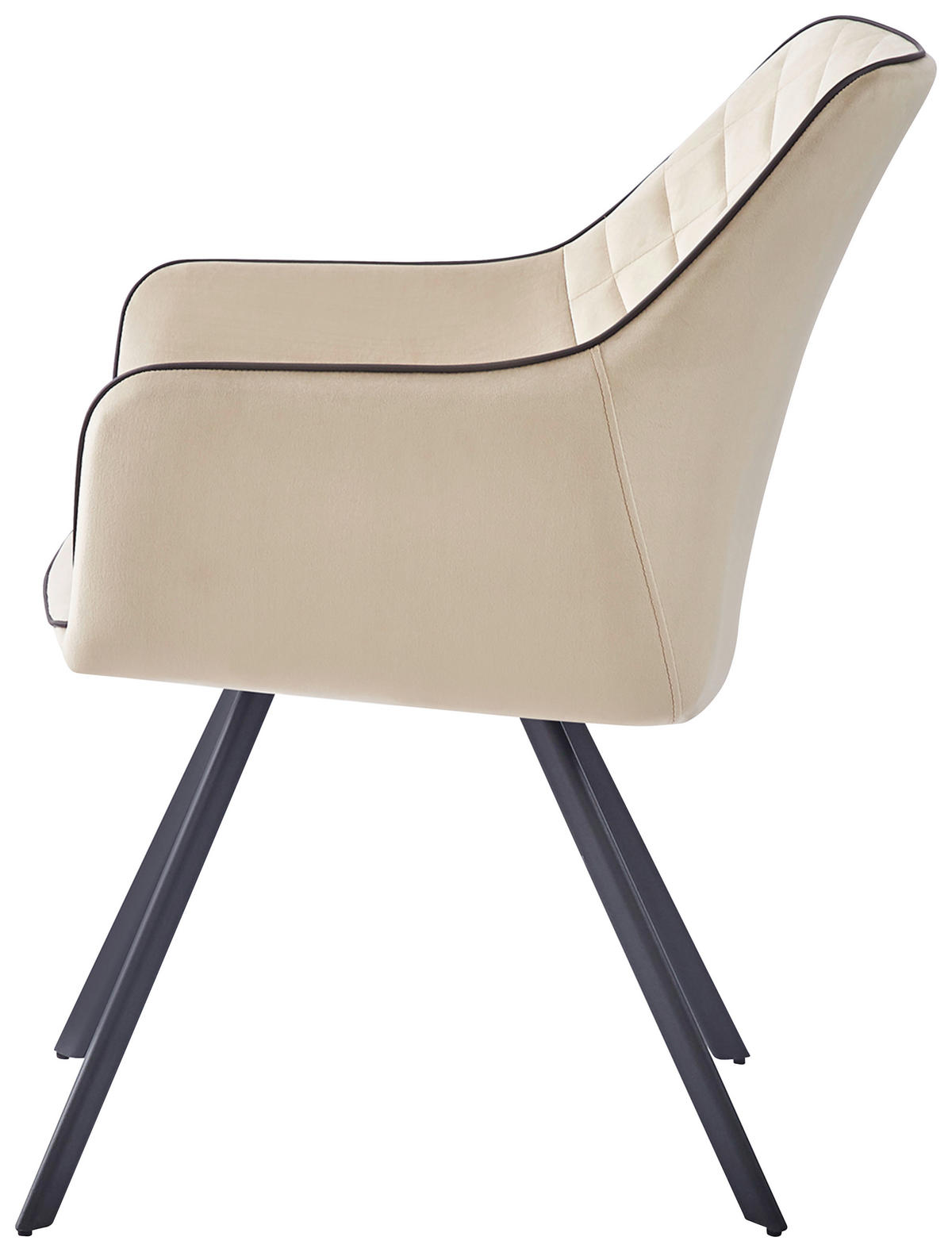 ARMLEHNSTUHL  in Samt  - Beige/Grau, MODERN, Textil/Metall (58/85/64,5cm) - Kayoom