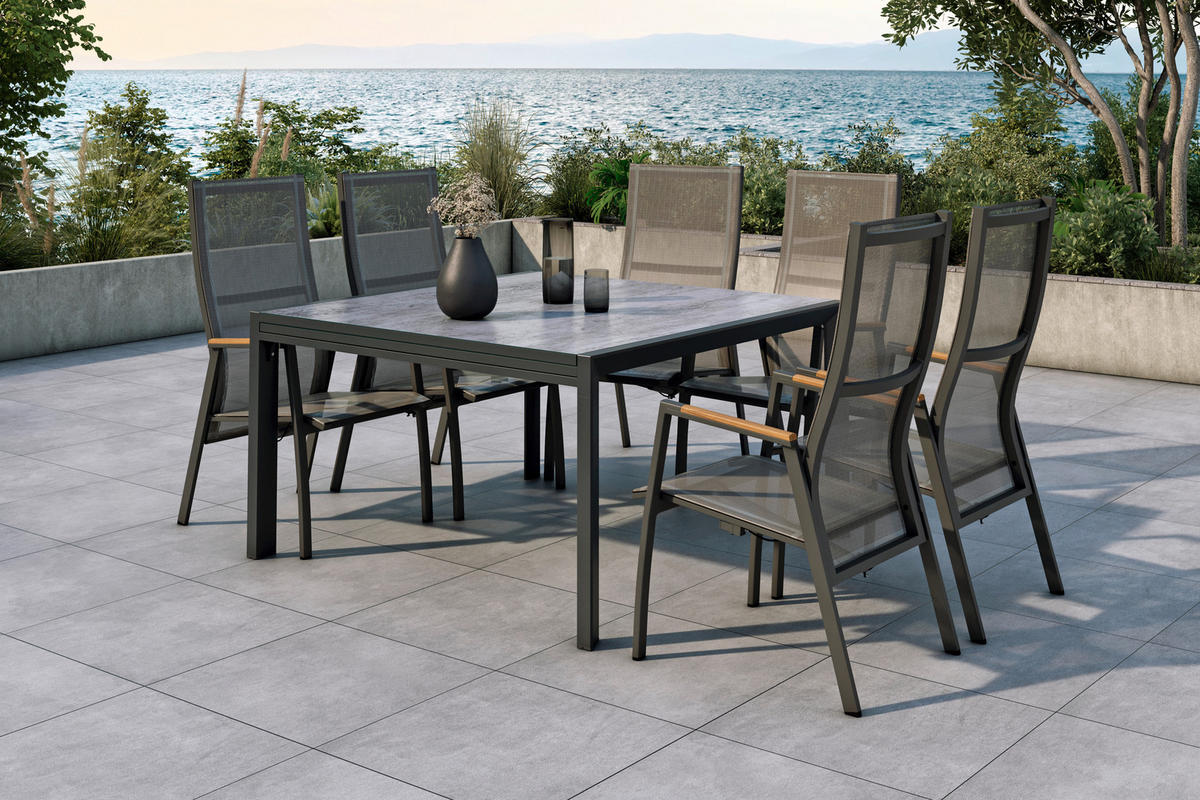 GARTENTISCH 216/99/75 cm Holz, Metall rechteckig  - Anthrazit/Teakfarben, MODERN, Holz/Metall (216/99/75cm) - Amatio