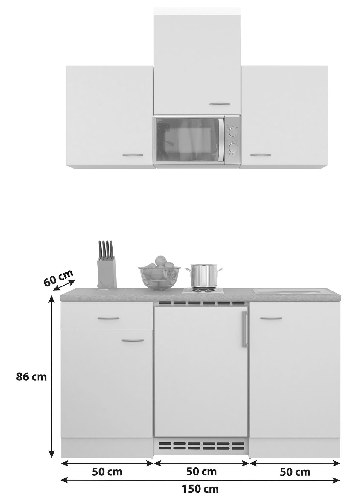 MINIKÜCHE 150 cm   in Buchefarben  - Edelstahlfarben/Beige, MODERN, Holzwerkstoff/Kunststoff (150cm) - FlexWell