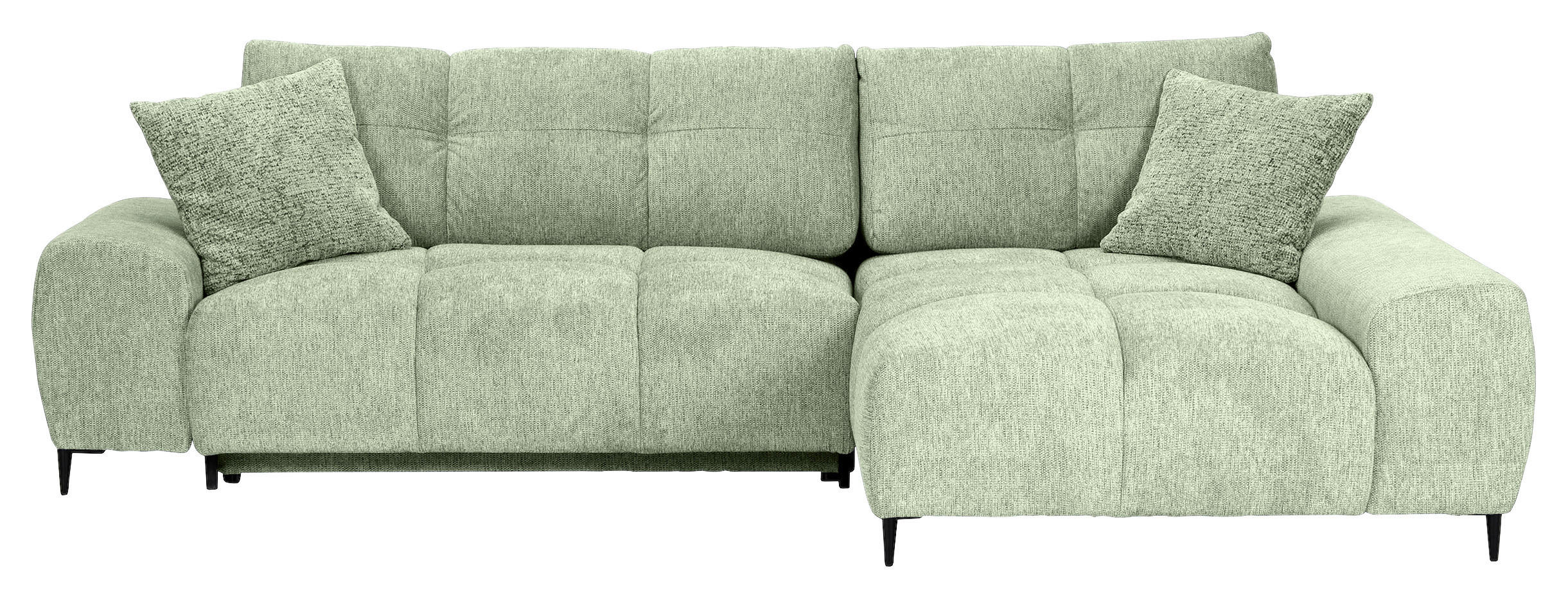 ECKSOFA Hellgrün Flachgewebe  - Schwarz/Hellgrün, KONVENTIONELL, Textil/Metall (295/180cm) - Carryhome