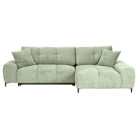 ECKSOFA Hellgrün Flachgewebe  - Schwarz/Hellgrün, KONVENTIONELL, Textil/Metall (295/180cm) - Carryhome