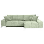 ECKSOFA in Flachgewebe Hellgrün  - Schwarz/Hellgrün, KONVENTIONELL, Textil/Metall (295/180cm) - Carryhome