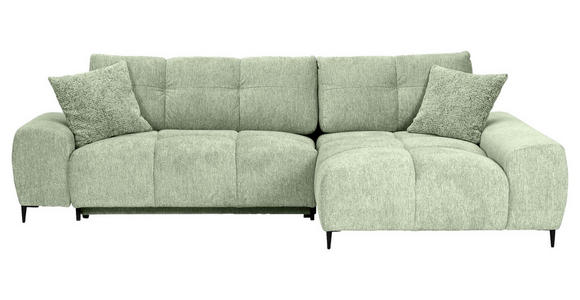 ECKSOFA  in Flachgewebe Hellgrün  - Schwarz/Hellgrün, KONVENTIONELL, Textil/Metall (295/180cm) - Carryhome