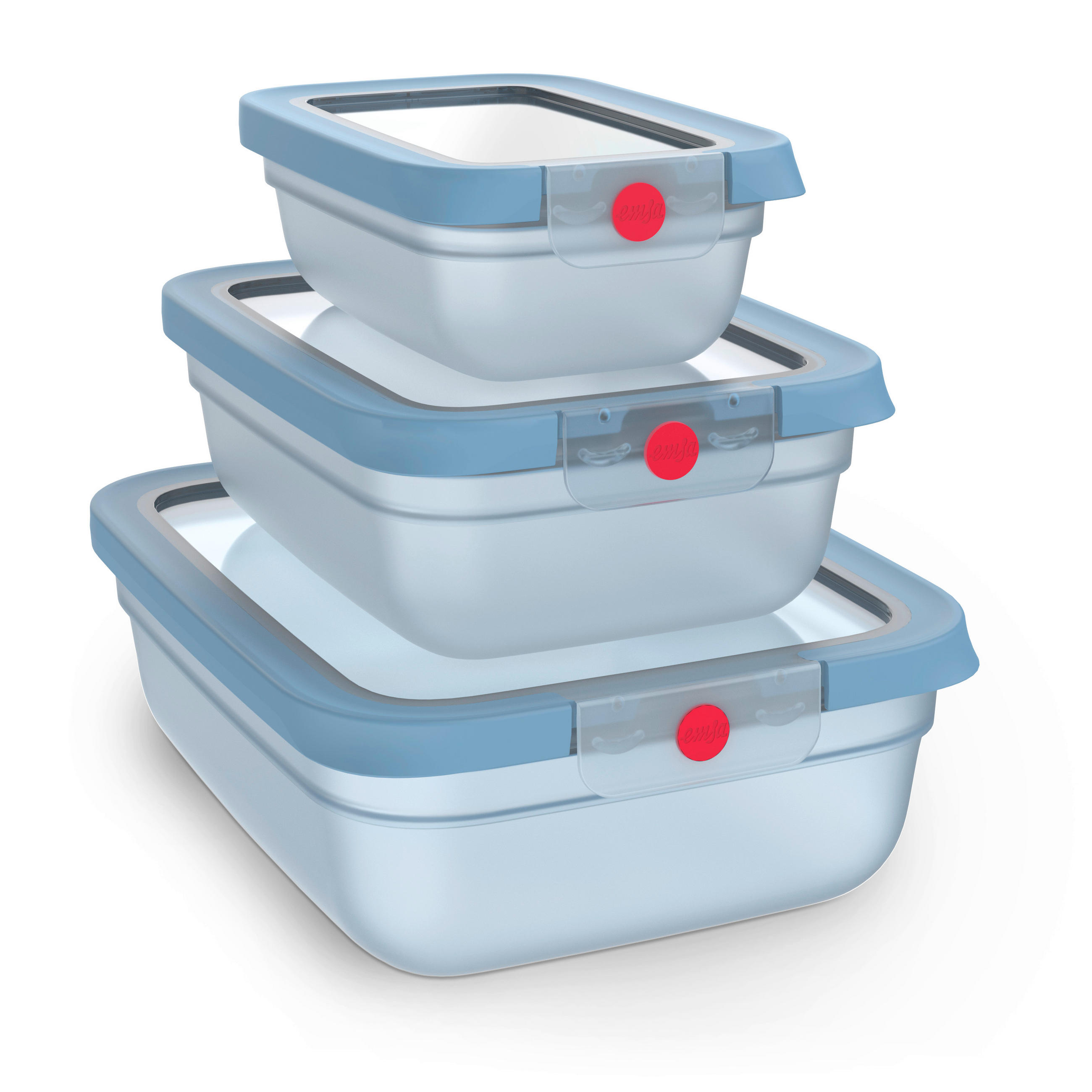 FRISCHHALTEDOSENSET One Click 3-teilig  - Hellblau, Basics, Kunststoff (25,97/20,19/8,5cm) - Emsa