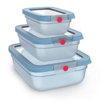 FRISCHHALTEDOSENSET One Click 3-teilig  - Hellblau, Basics, Kunststoff (25,97/20,19/8,5cm) - Emsa
