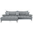 ECKSOFA in Webstoff Grau  - Schwarz/Grau, MODERN, Textil/Metall (173/297cm) - Carryhome