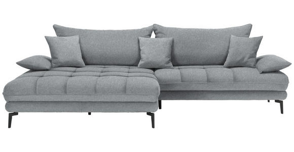 ECKSOFA in Webstoff Grau  - Schwarz/Grau, MODERN, Textil/Metall (173/297cm) - Carryhome