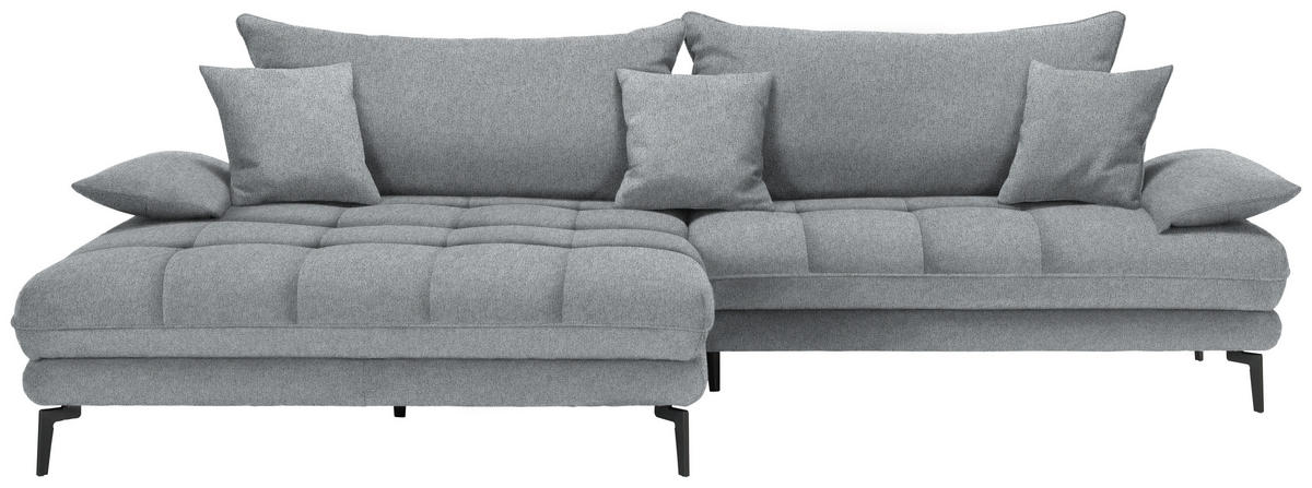 ECKSOFA PRATO Grau Webstoff  - Schwarz/Grau, MODERN, Textil/Metall (176/292cm) - MID.YOU