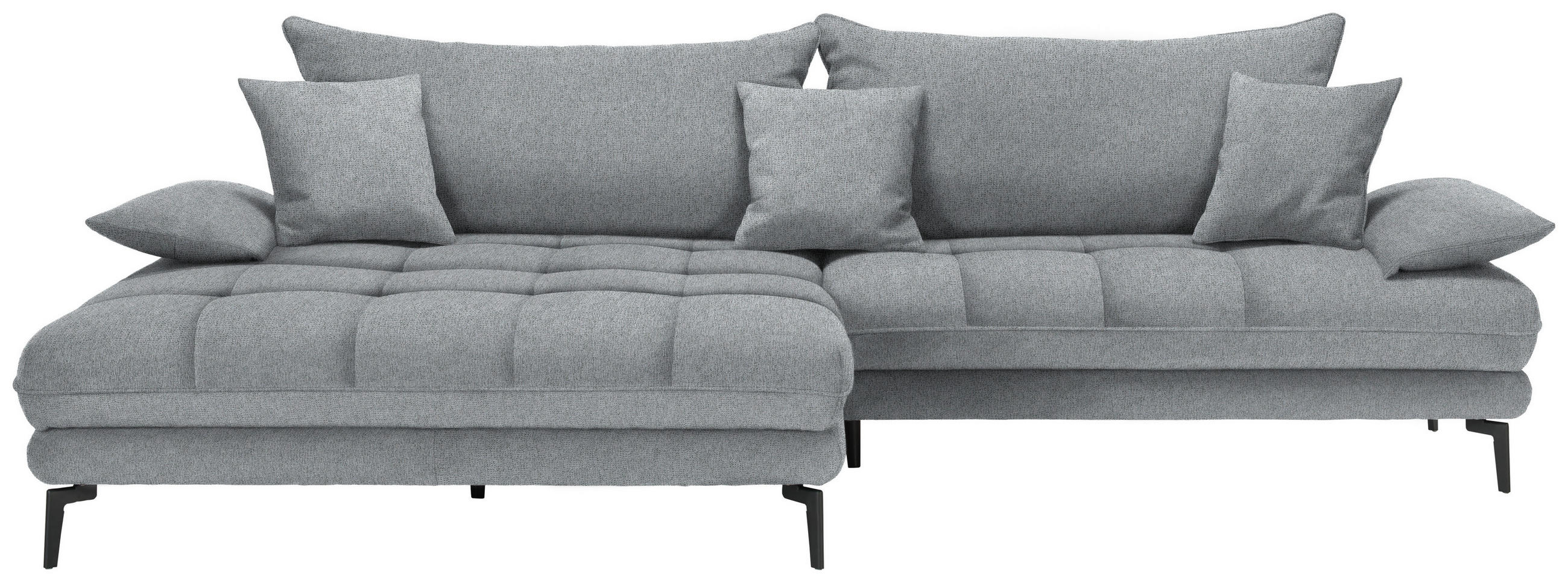 Thumbnail - Mid.you Ecksofa Prato, Grau, Textil, 4-Sitzer, Füllung: Schaumstoff, Ottomane links, L-Form, 292x176 cm, Made in EU, Rüc...