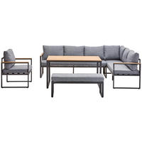 JEDÁLENSKÁ TERASOVÁ SÚPRAVA 5-dielne, kov, plast, textil - sivá/prírodná farba, Modern, kov/textil (250/187cm) - Ambia Garden