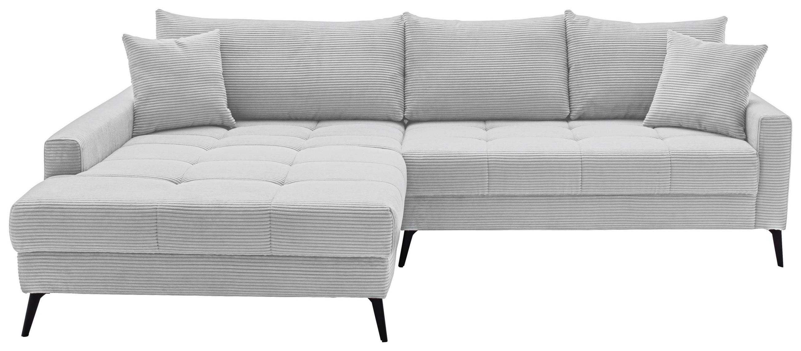 ECKSOFA Hellgrau Cord  - Hellgrau/Schwarz, KONVENTIONELL, Textil/Metall (173/280cm) - Hom`in