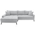 ECKSOFA  in Cord Hellgrau  173/280 cm  - Hellgrau/Schwarz, KONVENTIONELL, Textil/Metall (173/280cm) - Hom`in