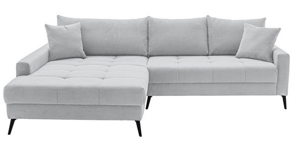 ECKSOFA  in Cord Hellgrau  173/280 cm  - Hellgrau/Schwarz, KONVENTIONELL, Textil/Metall (173/280cm) - Hom`in