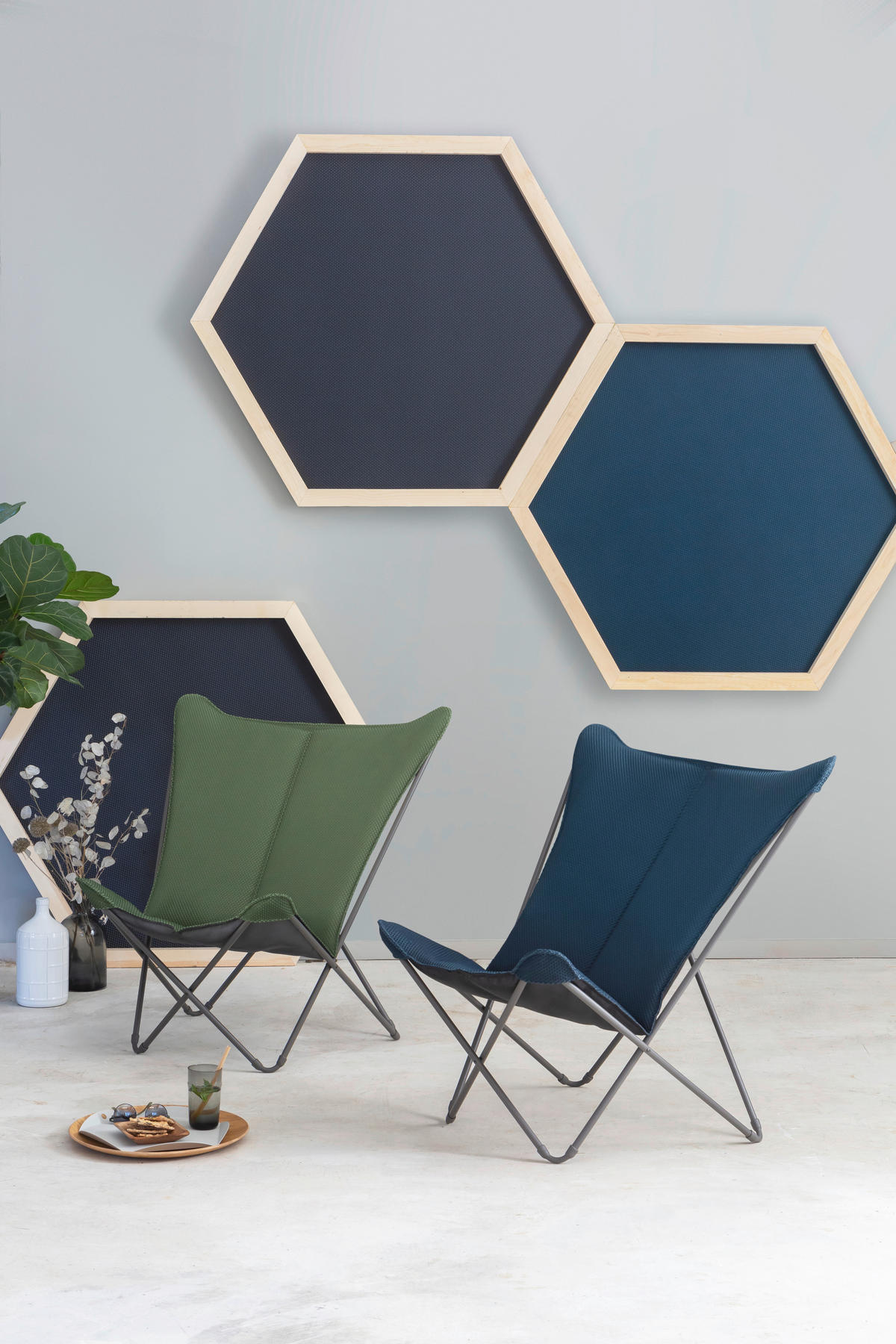 GARTEN-RELAXSESSEL Stahl  - Titanfarben/Dunkelblau, Basics, Kunststoff/Metall (91/87/83cm) - Lafuma Mobilier