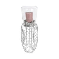 KERZENHALTER - Silberfarben, Design, Glas/Metall (28/73/28cm) - Kayoom