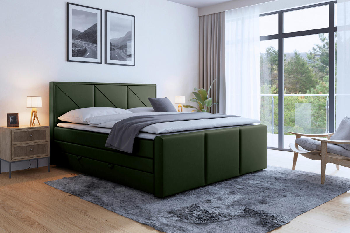 BOXSPRINGBETT 180/200 cm  in Grün  - Grün, Modern, Holz/Kunststoff (180/200cm) - MID.YOU