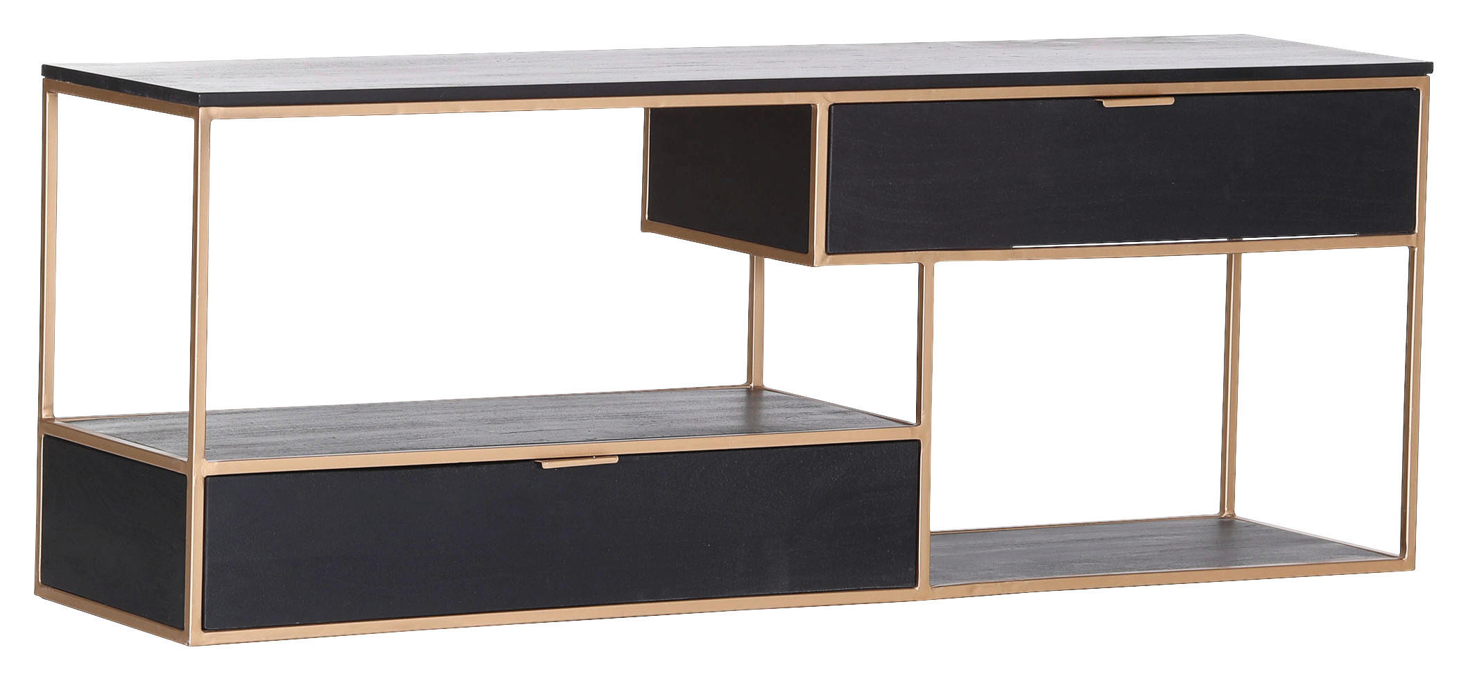 LOWBOARD  in 160/60/40 cm  - Goldfarben/Schwarz, Design, Holz/Metall (160/60/40cm) - Lomoco