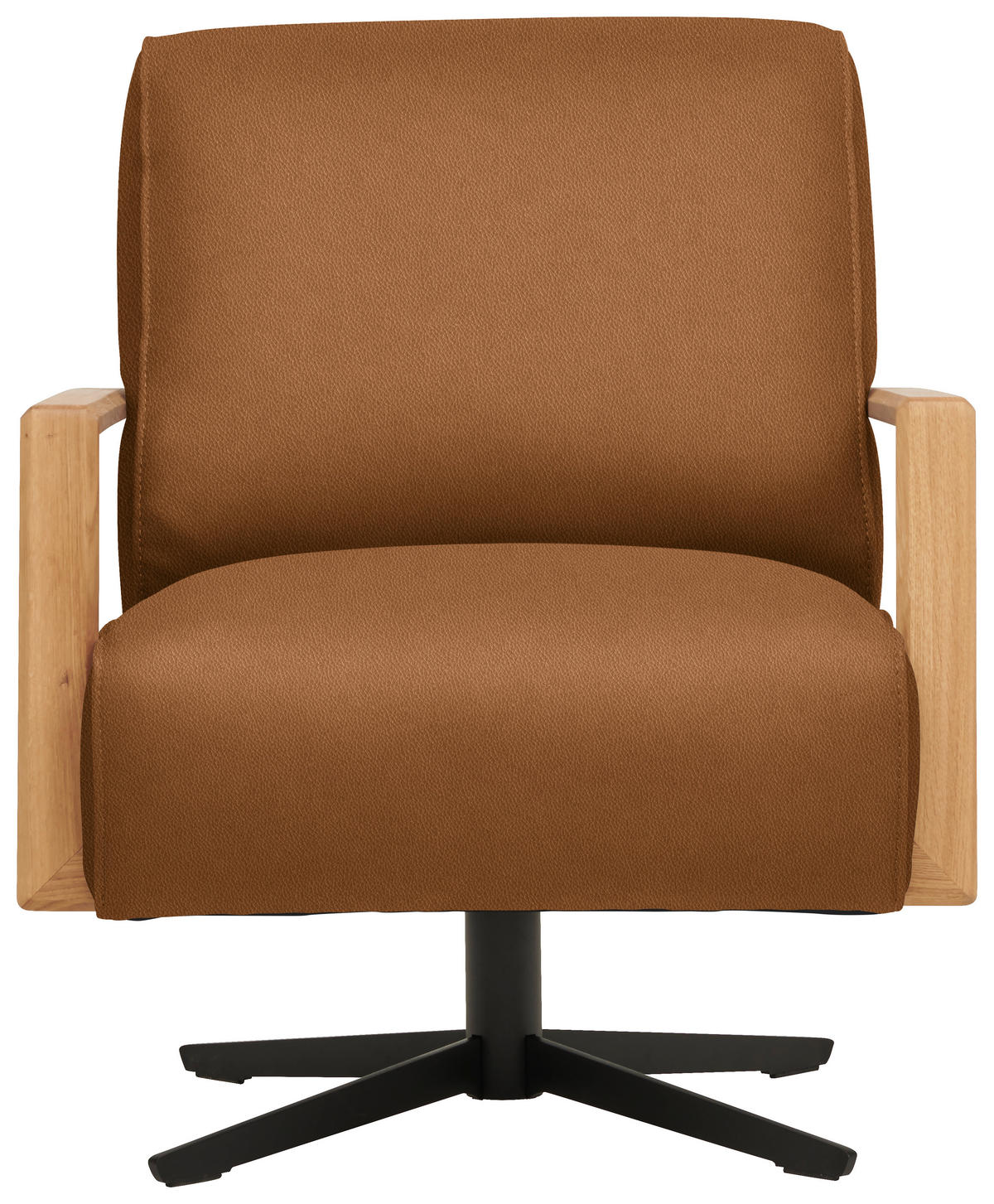 SESSEL in Echtleder Hellbraun  - Wildeiche/Hellbraun, Design, Leder/Holz (72/82/86cm) - Koinor