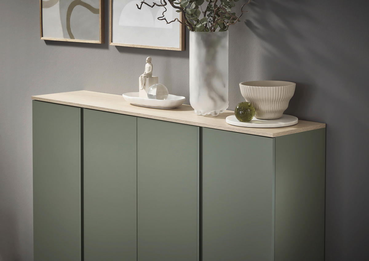 SCHUHSCHRANK 158,2/113,2/34 cm  - Eichefarben/Schwarz, Design, Holzwerkstoff/Kunststoff (158,2/113,2/34cm) - Voleo