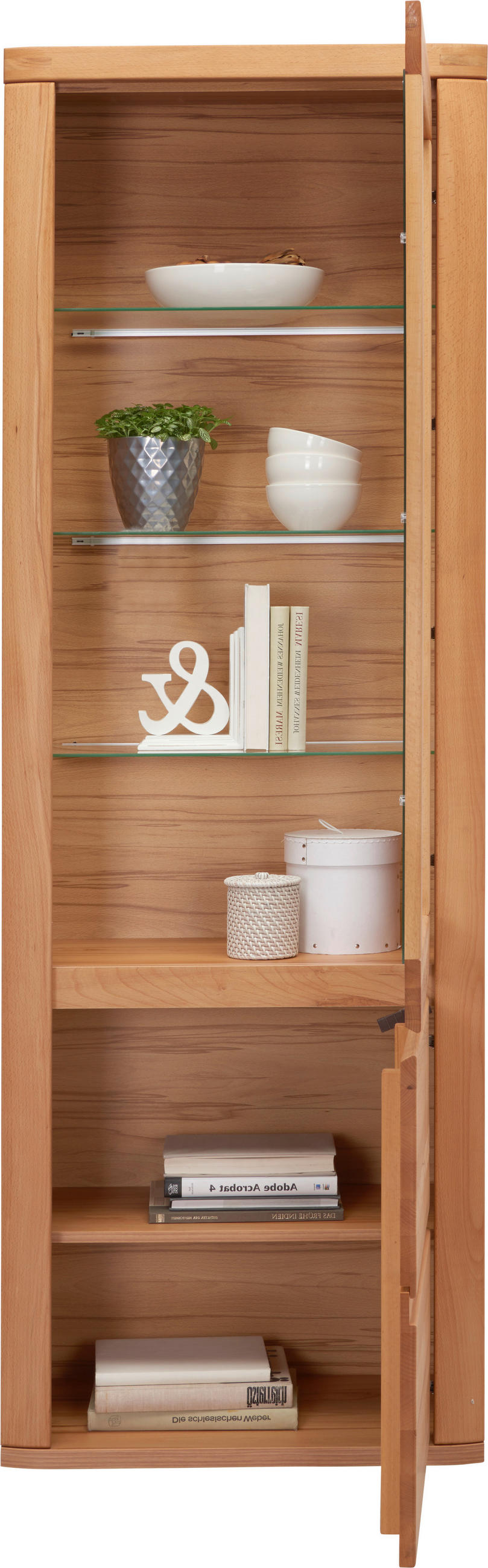 VITRINE Kernbuche  66,4/203,6/37,7 cm  - Kernbuche/Grau, Konventionell, Glas/Holz (66,4/203,6/37,7cm) - Voleo