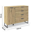 KOMMODE  in 120/92/42 cm  - Dunkelgrau/Eiche Artisan, Design, Holzwerkstoff/Metall (120/92/42cm) - Carryhome