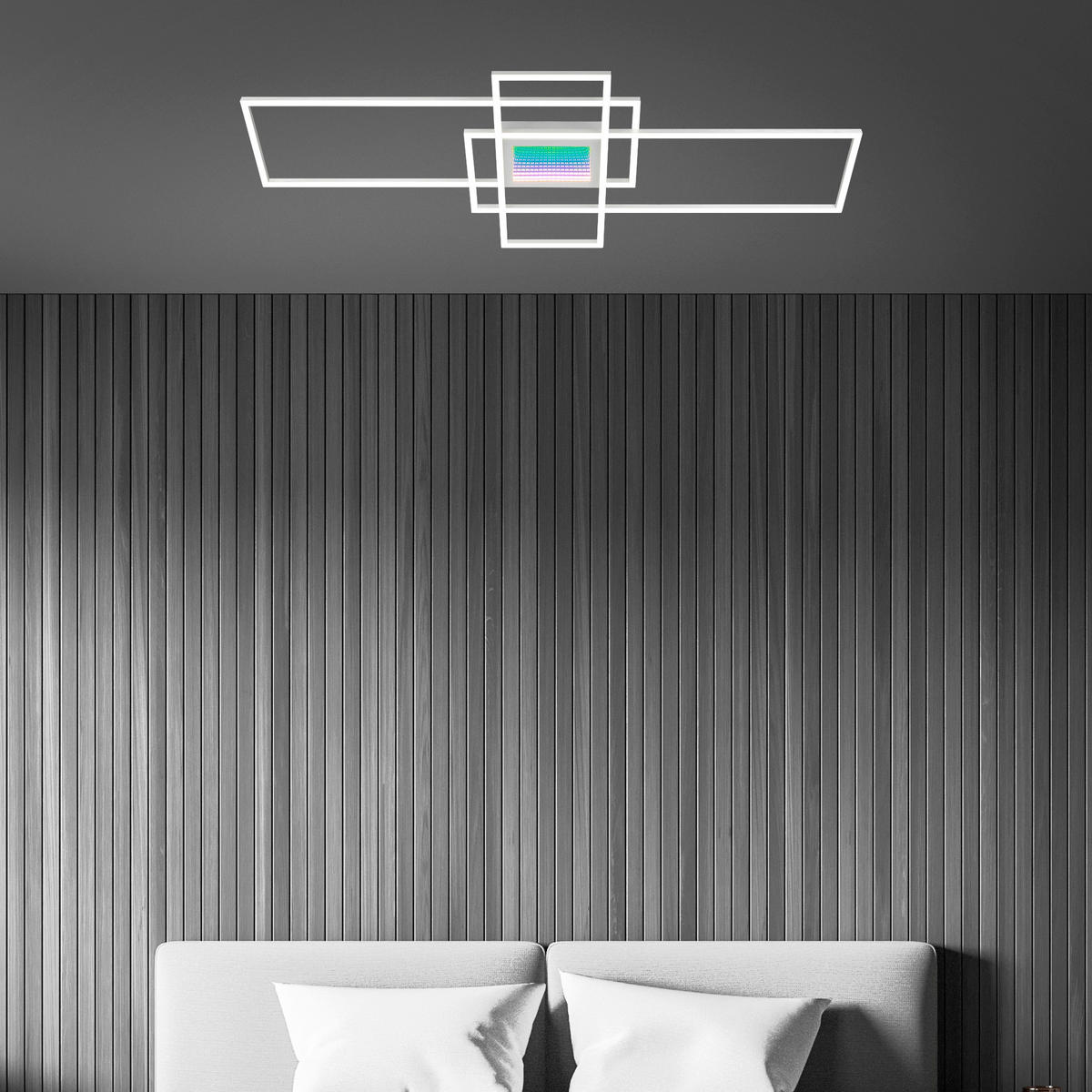 LED-DECKENLEUCHTE Misy 111/42/6,5 cm  - Chromfarben/Alufarben, Design, Kunststoff/Metall (111/42/6,5cm)