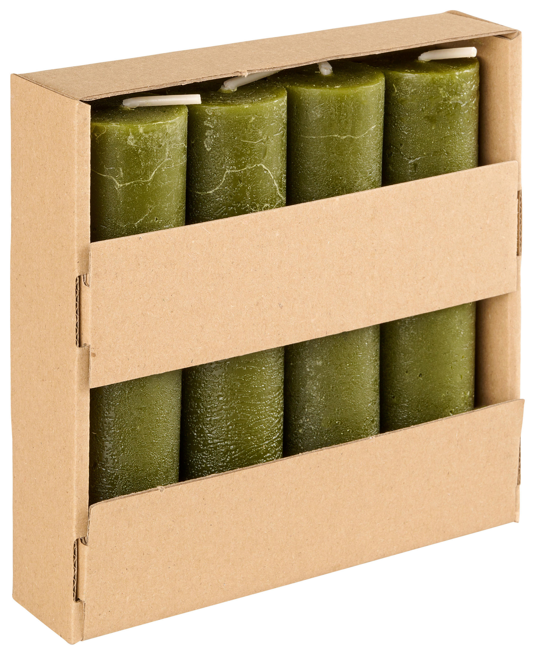 STUMPENKERZE 3,5/14 cm  - Dunkelgrün, Trend, Naturmaterialien (3,5/14cm) - Ambia Home