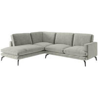 ECKSOFA in Flachgewebe Hellgrau  - Hellbraun/Hellgrau, Design, Textil/Metall (202/250cm) - Livetastic