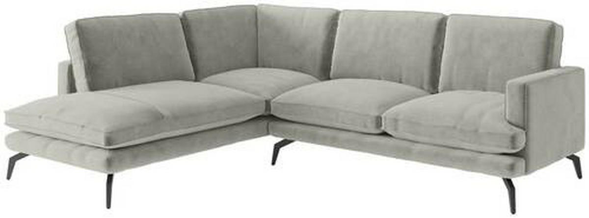 ECKSOFA in Flachgewebe Hellgrau  - Hellbraun/Hellgrau, Design, Textil/Metall (202/250cm) - Livetastic