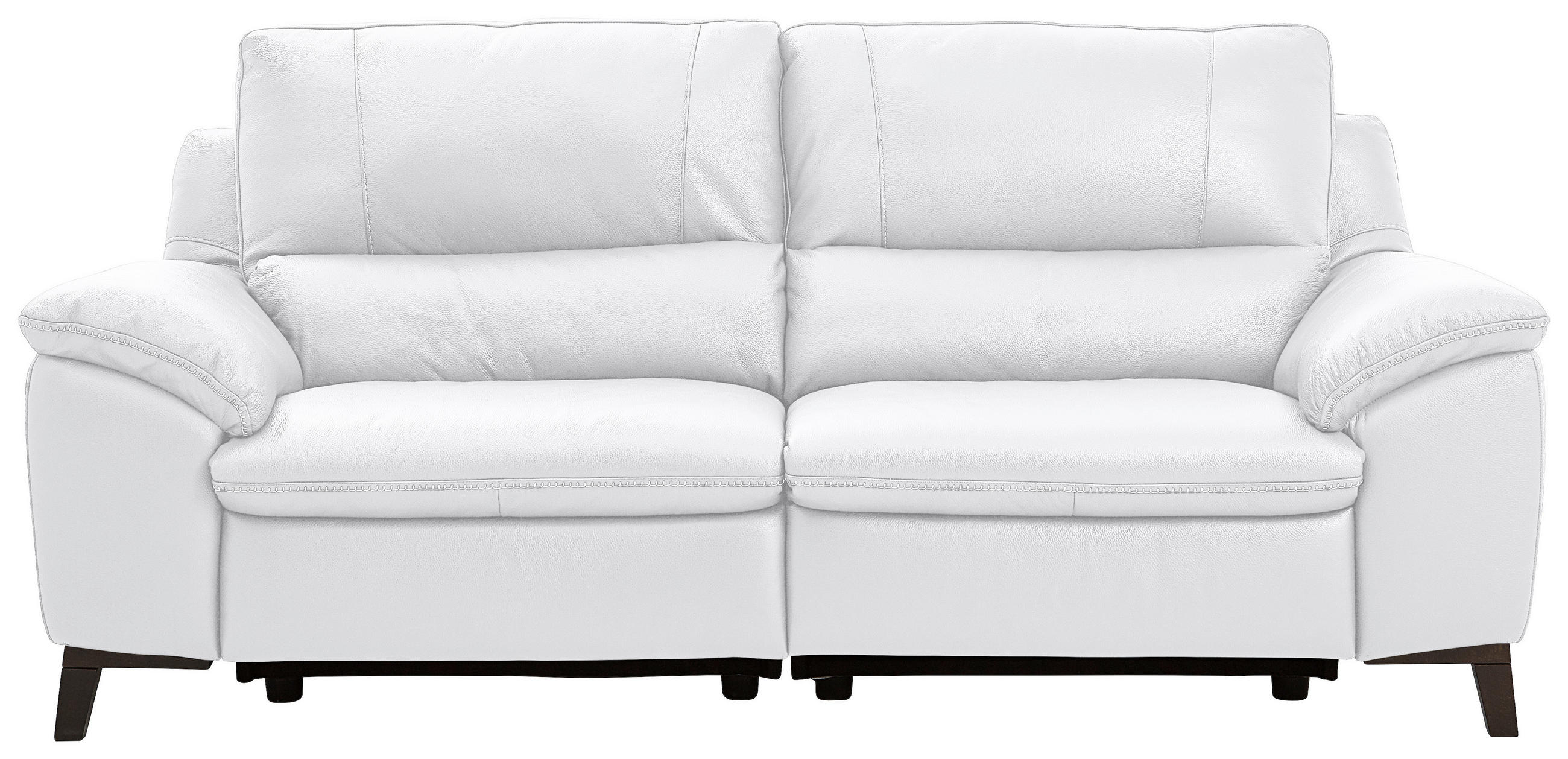 2,5-SITZER in Kombination Echtleder/Lederlook Weiß  - Wengefarben/Weiß, Design, Leder/Holz (216/97/95-151cm) - Livetastic