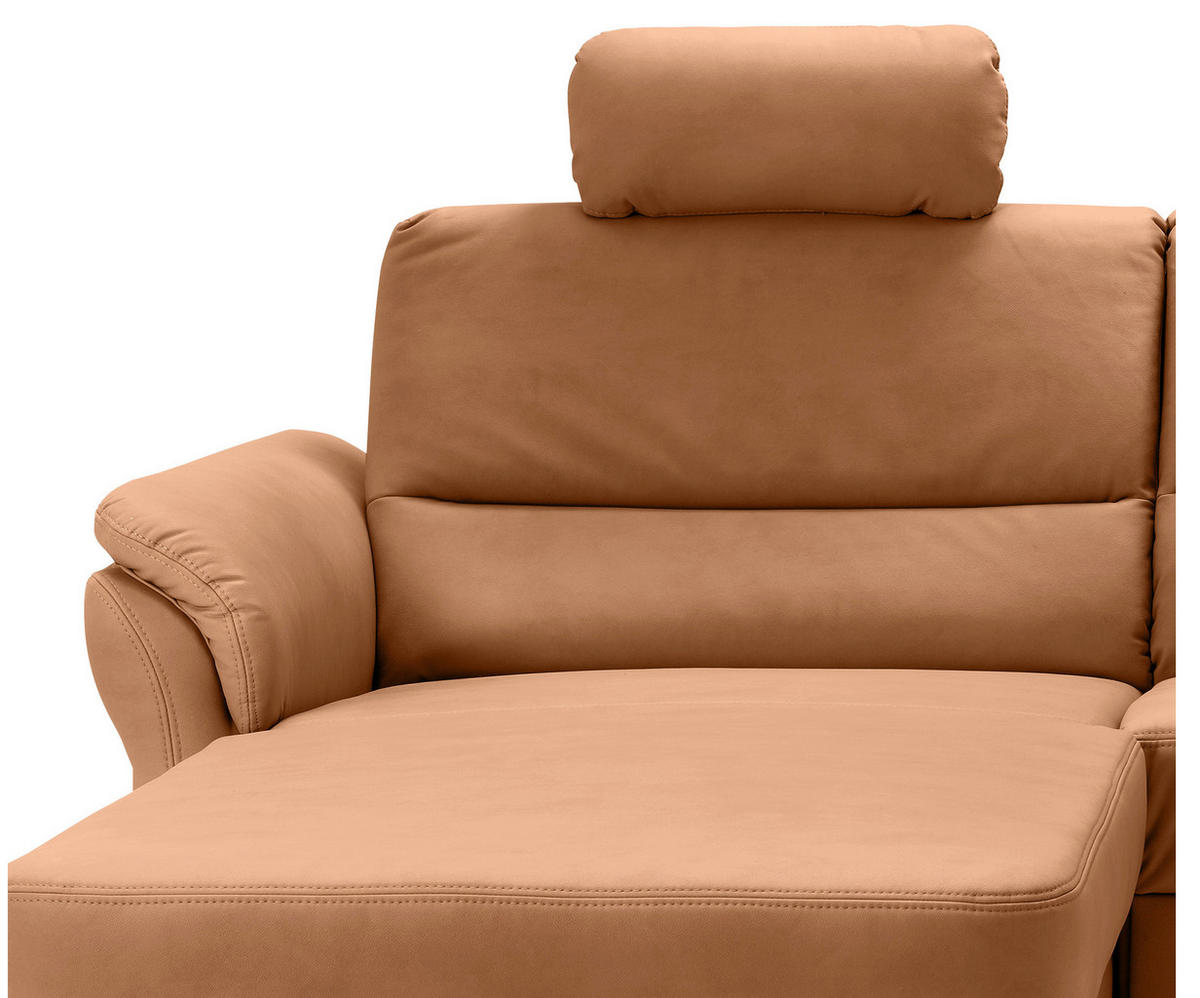 ECKSOFA in Lederlook Cognac  - Cognac/Schwarz, Modern, Holz/Textil (176/279cm) - Livetastic