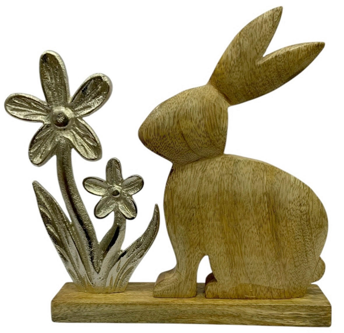 DEKOHASE - Silberfarben/Braun, Lifestyle, Holz/Metall (12,5/4/12cm)