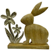 DEKOHASE - Silberfarben/Braun, Lifestyle, Holz/Metall (12,5/4/12cm)