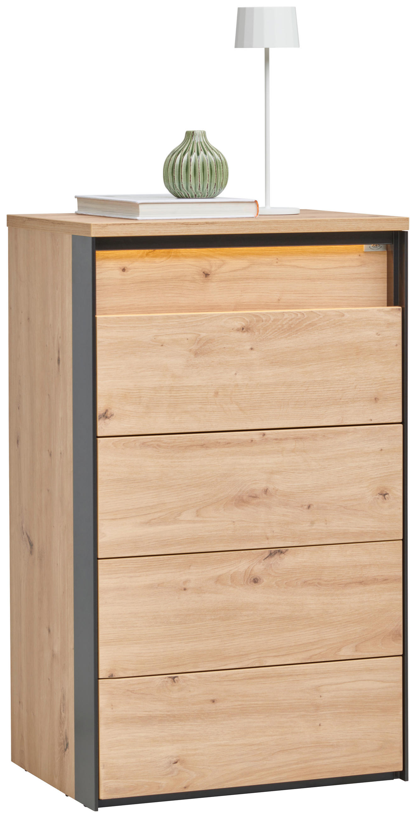 KOMMODE in 56/95/41 cm - Schwarz/Eiche Artisan, KONVENTIONELL, Holzwerkstoff/Kunststoff (56/95/41cm) - Voleo