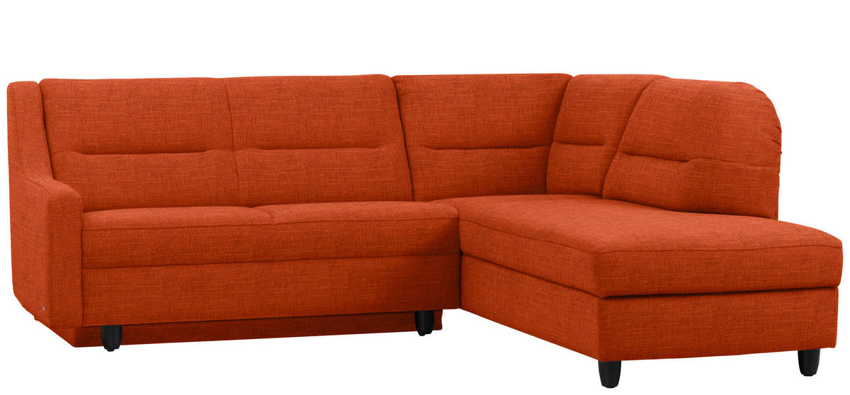 ECKSOFA in Chenille Orange  226/208 cm  - Schwarz/Orange, KONVENTIONELL, Textil (226/208cm) - Sedda