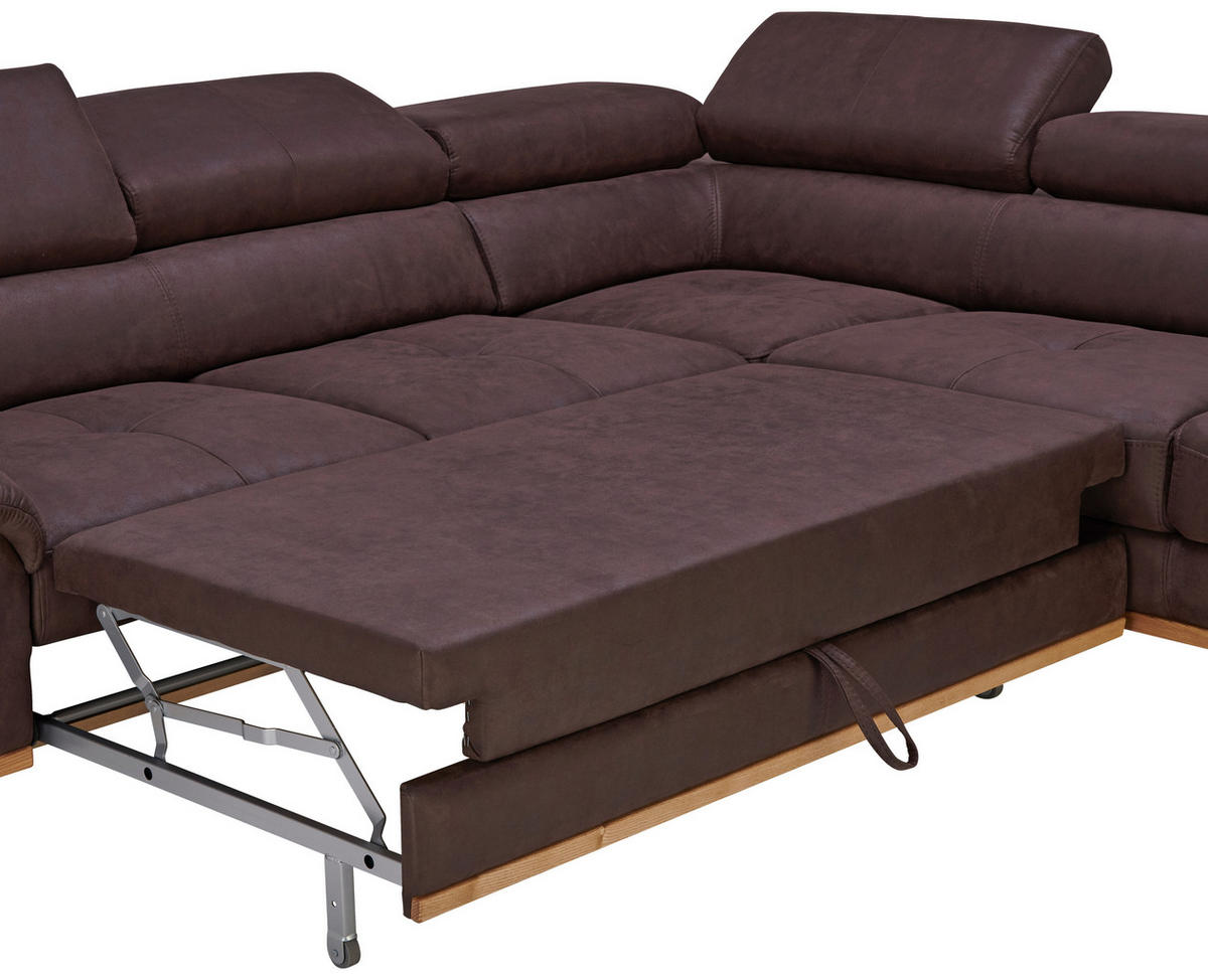 ECKSOFA Grau Webstoff  - Schwarz/Grau, Natur, Holz/Textil (282/226cm) - Novel
