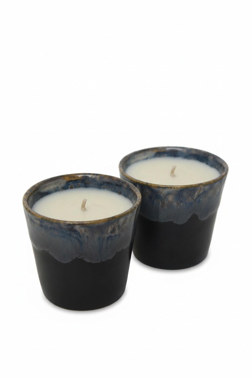 KERZE IM LUNGOBECHER - SET - Schwarz, Basics, Naturmaterialien/Keramik (0,191l) - Costa Nova