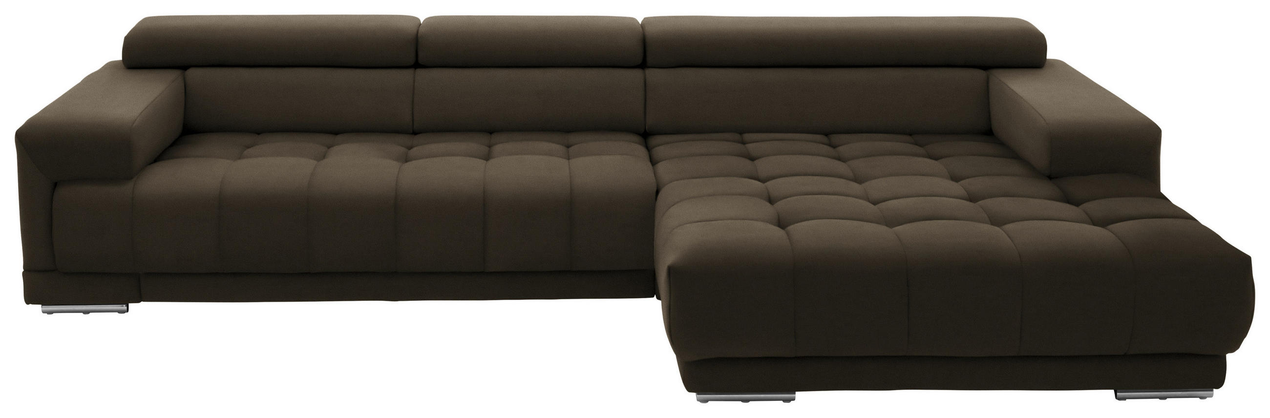 ECKSOFA  in Mikrofaser Graubraun  335/190 cm  - Graubraun/Silberfarben, Design, Textil/Metall (335/190cm) - Beldomo Speed