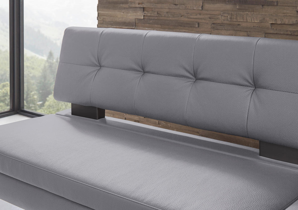 ECKBANK in Metall, Textil Graublau  - Graublau/Schwarz, Design, Textil/Metall (200/158cm) - Dieter Knoll