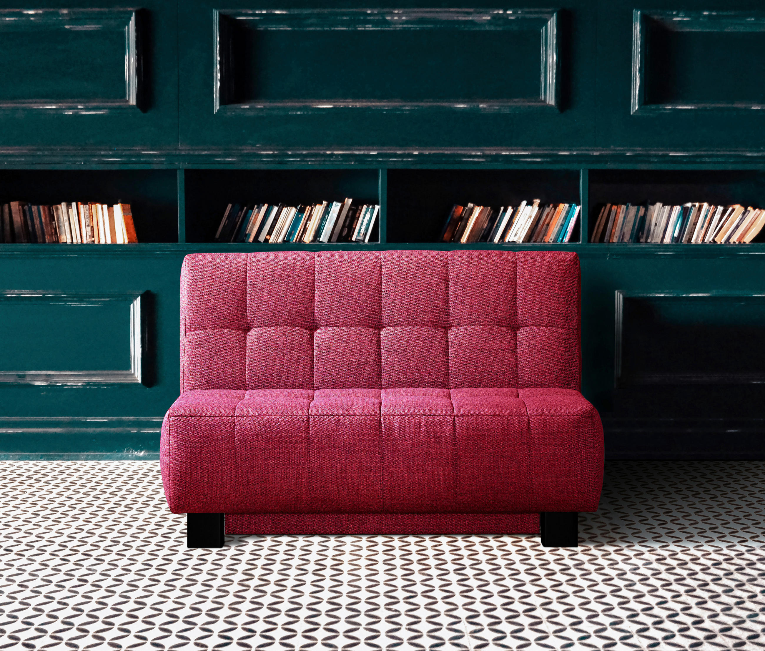 SCHLAFSOFA Rot  - Rot/Schwarz, Design, Textil/Metall (125/92/102cm) - Novel