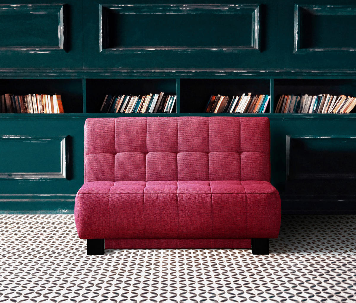 SCHLAFSOFA in Textil Rot  - Rot/Schwarz, Design, Textil/Metall (125/92/102cm) - Novel