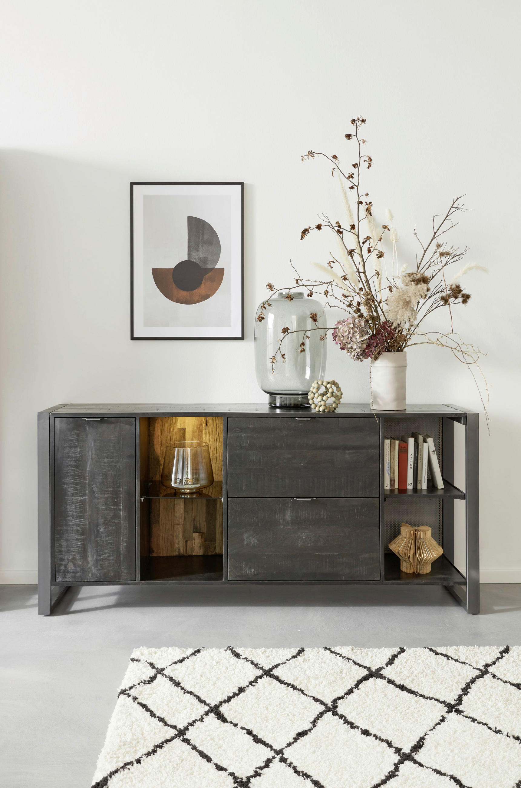 SIDEBOARD Stark Collection  in 180/82/40 cm  - Anthrazit/Schwarz, Basics, Glas/Holz (180/82/40cm) - Livetastic