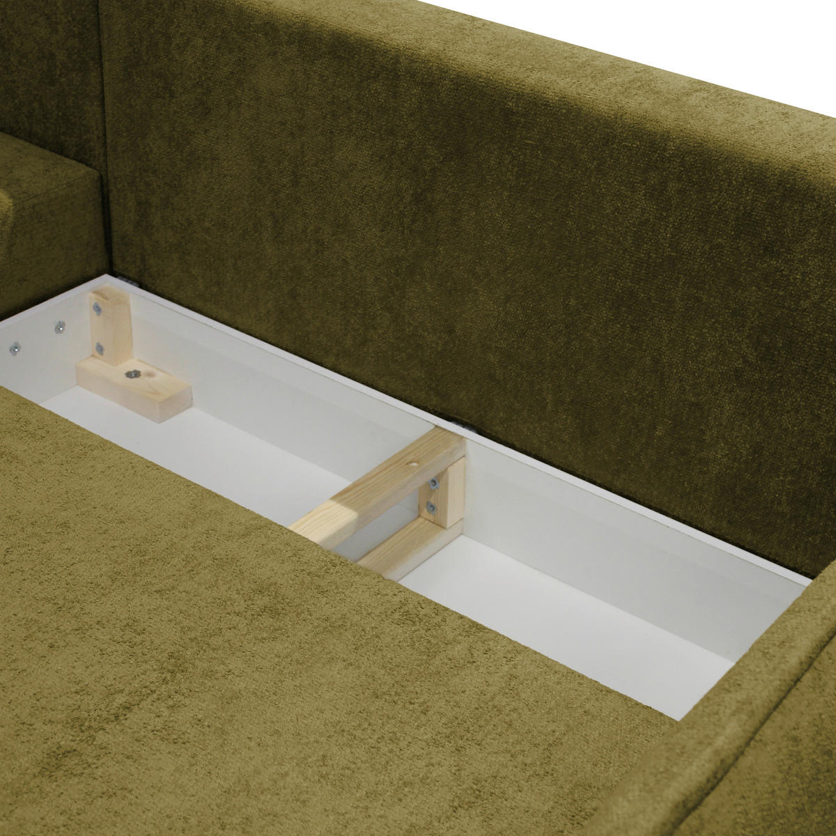 ECKSOFA MURANO Grün Chenille Zierkissen, Rückenkissen, Bettkasten  - Schwarz/Grün, Design, Holz/Textil (167/242cm) - MID.YOU