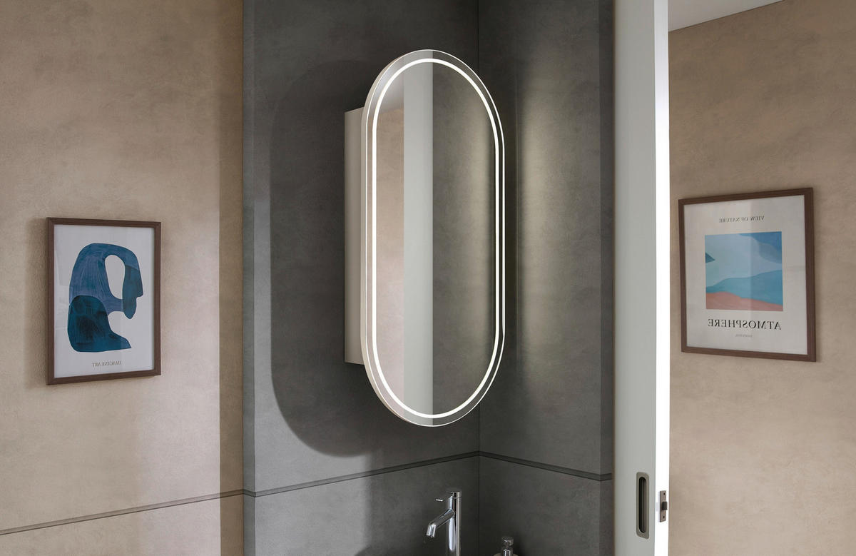 SPIEGELSCHRANK 45,1/90,1/14,5 cm  - Kaschmir, Natur, Glas/Holzwerkstoff (45,1/90,1/14,5cm) - Sadena