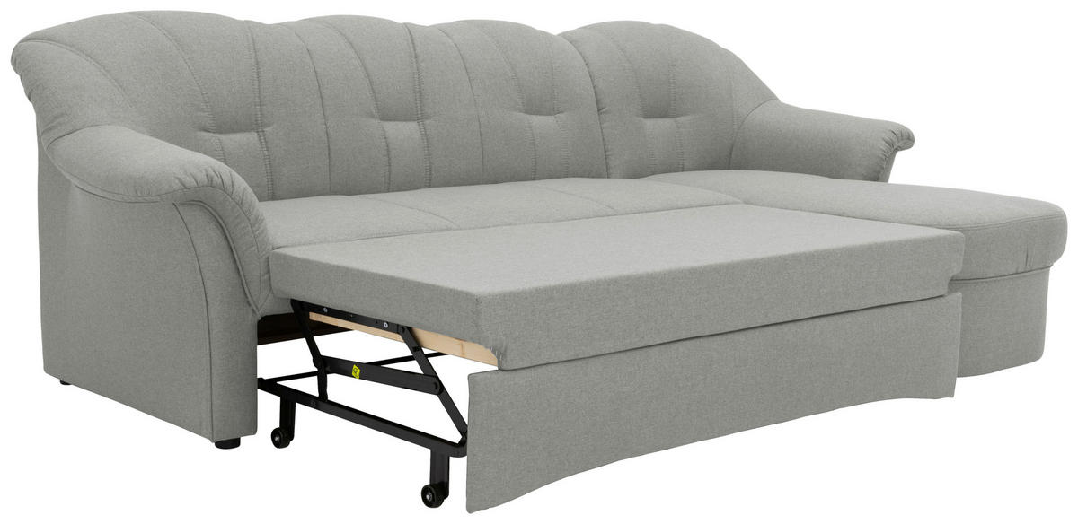 ECKSCHLAFSOFA in Webstoff Silberfarben  - Silberfarben/Schwarz, KONVENTIONELL, Kunststoff/Textil (233/142cm) - MID.YOU