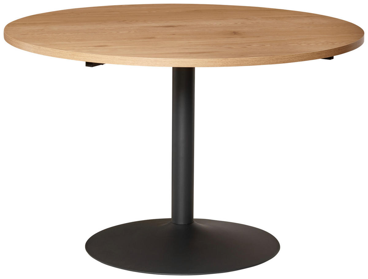 ÉTKEZŐASZTAL - fekete/tölgyfa, Lifestyle, faalapú anyag/fém (120/120/76cm) - MID.YOU