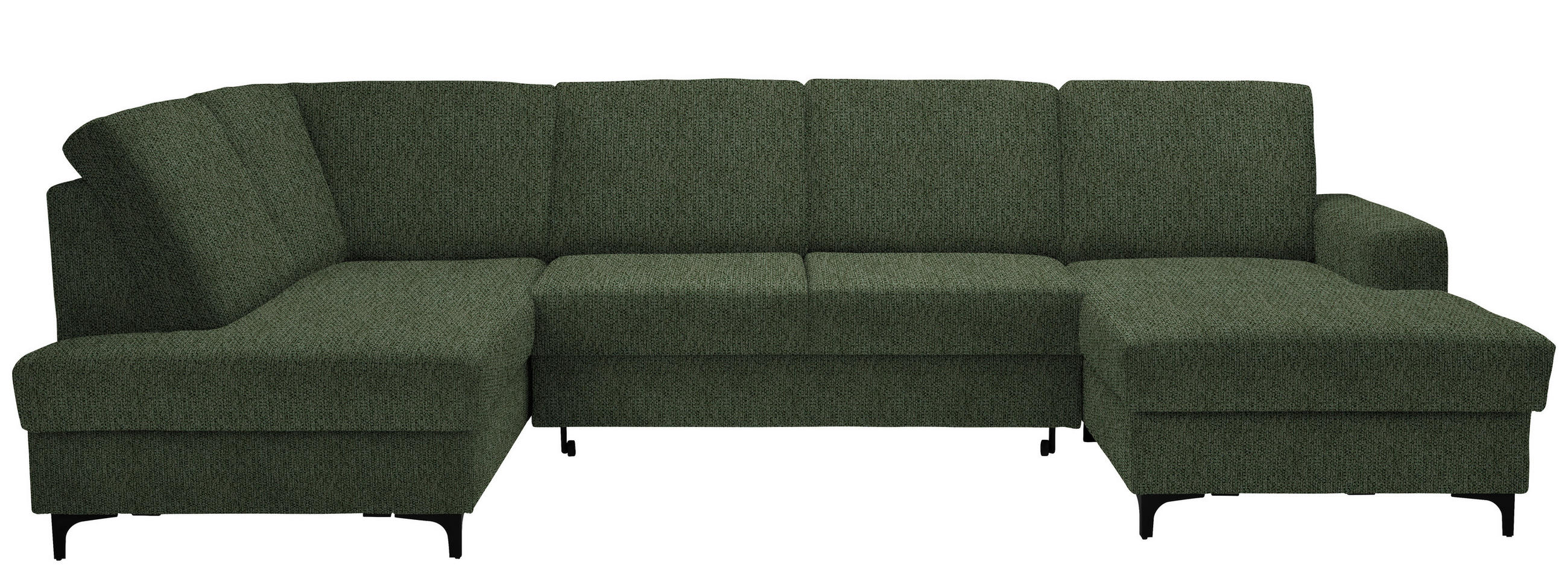 WOHNLANDSCHAFT in Webstoff Grün  - Schwarz/Grün, KONVENTIONELL, Textil/Metall (185/317/167cm) - Stylife