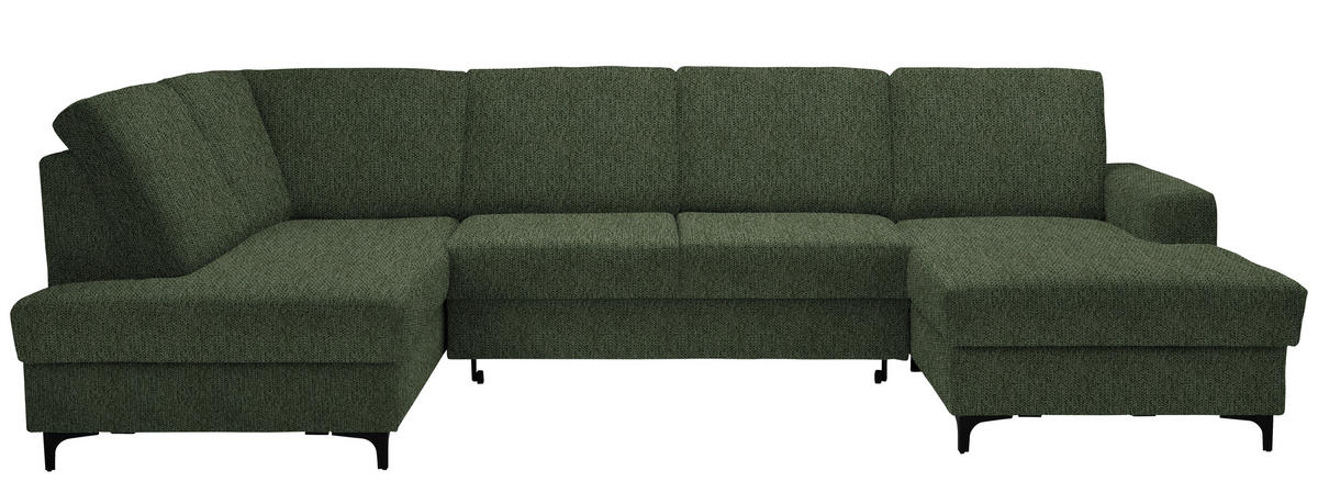 WOHNLANDSCHAFT in Webstoff Grün  - Schwarz/Grün, Konventionell, Textil/Metall (185/317/167cm) - Stylife