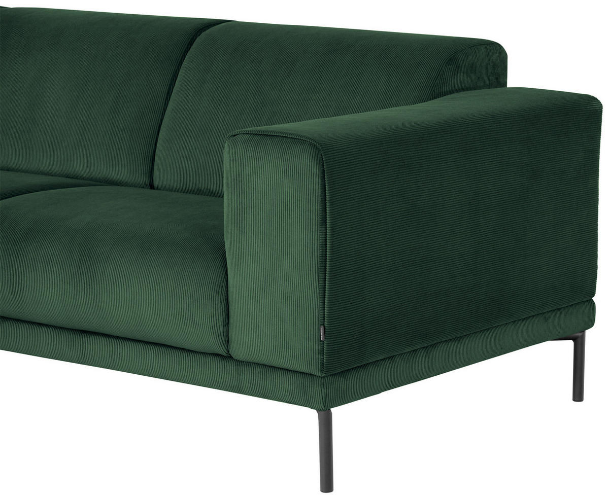 ECKSOFA ERNO in Cord Grün  262/183 cm  - Schwarz/Grün, Design, Textil/Metall (262/183cm) - MID.YOU